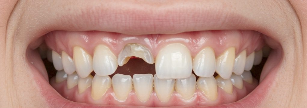 Before broken tooth repair